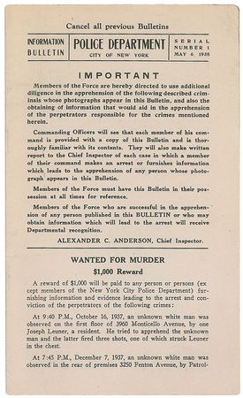 Lot #2181 Murder Inc: Louis ?Lepke? Buchalter Police Bulletin - Image 1