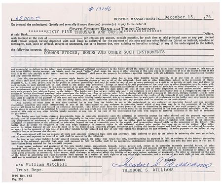 Lot #1555 Ted Williams Signed Document - Image 2