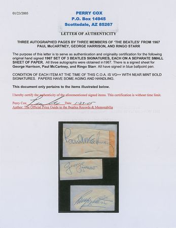 Lot #754 Beatles: A trio of signatures from 1967 - Image 5