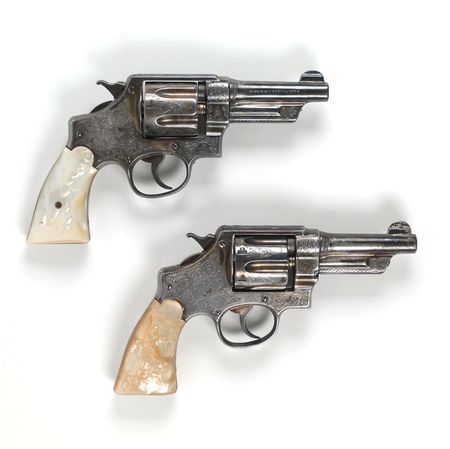 Lot #2020 Clint Peoples? Engraved Smith and Wesson .44 Special Hand Ejector Double Action Revolvers Revolvers - Image 1