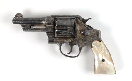Lot #2020 Clint Peoples? Engraved Smith and Wesson .44 Special Hand Ejector Double Action Revolvers Revolvers - Image 5