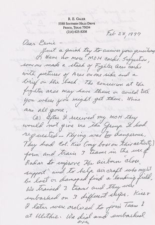 Lot #376 R. E. Galer: “These were all such safe jobs they let us get back to flying for Korea. Of course I got shot down there leading me to believe that war is not ‘safe’” - Image 3