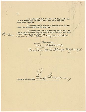 Lot #1193 Sid Grauman and Louis B. Mayer: The Big Parade and Ben Hur at Grauman’s Egyptian Theatre - Image 2