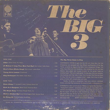 Lot #778 Cass Elliot: Rare, early album from The Big Three with ?Mama Cass? - Image 1