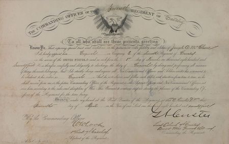 Lot #2002 George A. Custer: Exceedingly rare 7th Cavalry appointment boldly signed by Custer—the only one we have ever seen! - Image 2