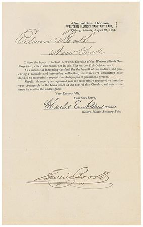 Lot #313 Edwin Booth Signed Document - Image 1