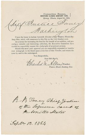 Lot #334 Supreme Court: Roger B. Taney Signed Document - Image 1