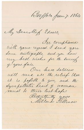 Lot #322 Millard Fillmore: “Our brave soldiers will need all the relief that it is possible to give” - Image 1