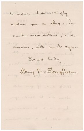 Lot #332 Henry Wadsworth Longfellow Handwritten Letter Signed - Image 2