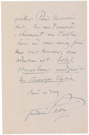 Lot #269 Frederic Passy Handwritten Letter Signed - Image 2