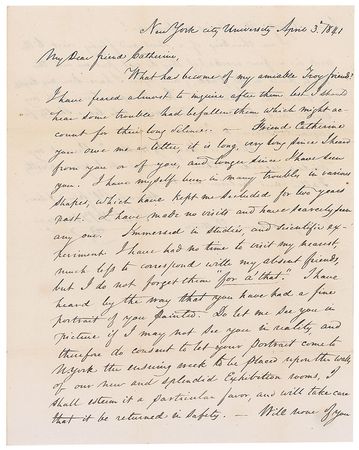 Lot #174 Samuel F. B. Morse: Dejected and out of funds, Morse reaches out to a friend: “Immersed in studies and scientific experiment, I have had no time to visit my nearest much less to correspond with my absent friends” - Image 1