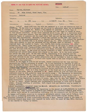 Lot #2127 Al Capone: Exceptional archive originating from Capone's doctorâ??complete with a signed photo and a virtually nonexistent handwritten letterâ??and fascinating private medical correspondence which sheds light upon Capone's battle with neurosyphils - Image 10