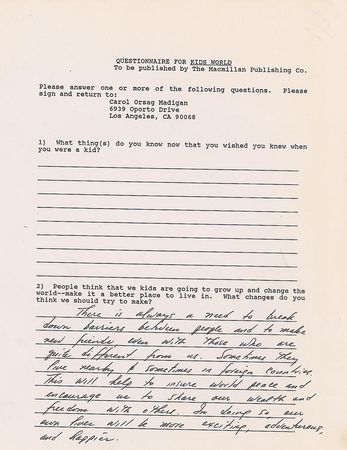 Lot #99 Jimmy Carter: Expressing his hopes for children shaping the future: “There is always a need to break down barriers between people…This will help to insure world peace and encourage us to share our wealth and freedom with others” - Image 1