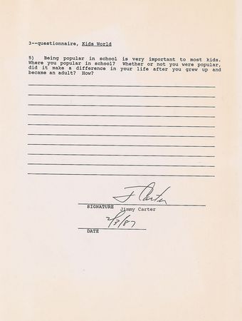 Lot #99 Jimmy Carter: Expressing his hopes for children shaping the future: “There is always a need to break down barriers between people…This will help to insure world peace and encourage us to share our wealth and freedom with others” - Image 2