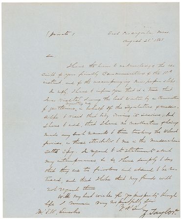 Lot #12 Zachary Taylor: “I have no recollection of