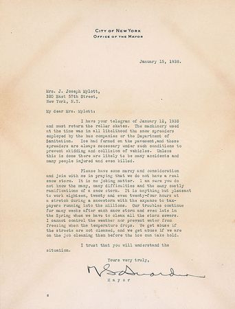 Lot #240 Fiorello LaGuardia Typed Letter Signed - Image 1