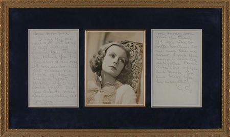 Lot #1032 Greta Garbo: Rare letter to her ‘unknown escort’ from the reclusive Hollywood legend - Image 1