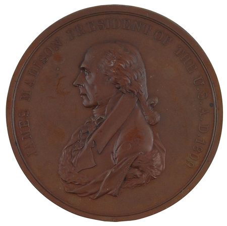 Lot #2070 Indian Peace Medal: Madison, James Medal - Image 1