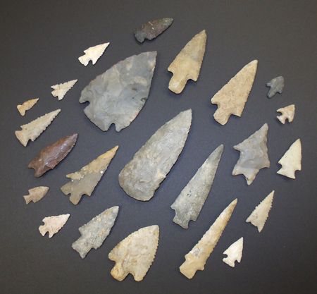 Lot #2073 Native American Artifacts: Projectile Points and Grooved Axes Collection of Projectile Points and Grooved Axes - Image 1