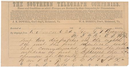 Lot #71 Confederate Telegraph - Image 1