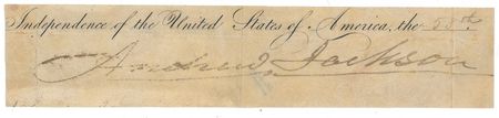Lot #14 Andrew Jackson Signature