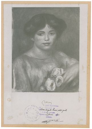 Lot #507 Pierre-Auguste Renoir: Scarce signed Renoir authentication of his ‘Girl with flowers’ - Image 2
