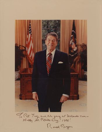 Lot #98 Ronald Reagan: “Happy St. Patrick’s Day!” - Image 1