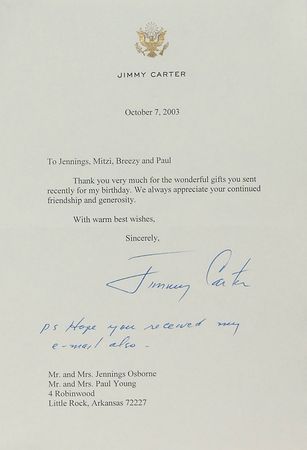 Lot #92 Gerald Ford and Jimmy Carter Letters - Image 1