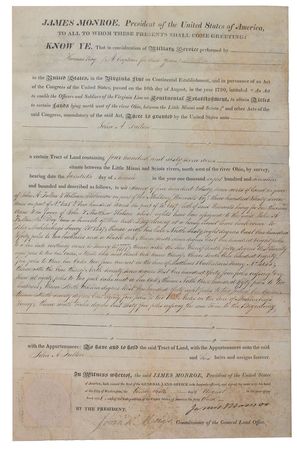 Lot #9 James Monroe Signed Document