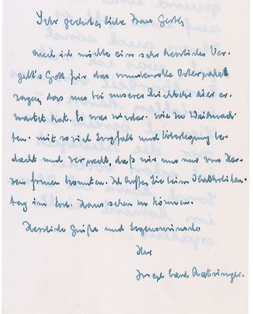 Lot #202 Pope Benedict XVI: The future pope writes from the Vatican - Image 1
