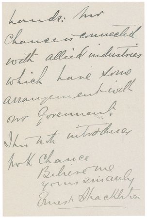 Lot #216 Ernest Shackleton: Immediately prior to a 1917 diplomatic trip to South America, the Arctic explorer uses his influence to secure Peruvian natural resources for Britain - Image 3
