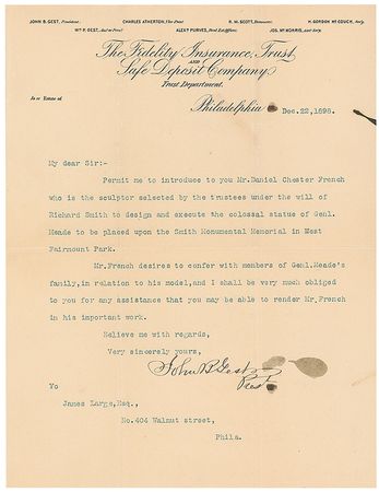 Lot #486 Daniel Chester French: Planning General Meade’s memorial - Image 2