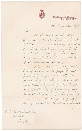 Lot #170 King Edward VII: Thanking a jury member of Paris?s 1878 World?s Fair - Image 1