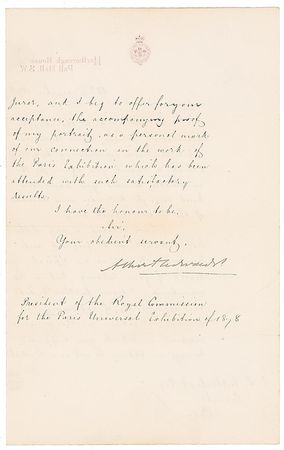 Lot #170 King Edward VII: Thanking a jury member of Paris?s 1878 World?s Fair - Image 2