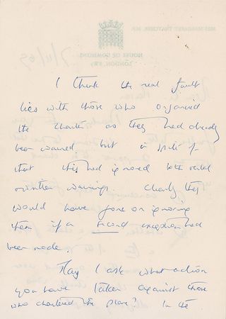 Lot #329 Margaret Thatcher: 1969 letter addressing problems on a charter flight - Image 2