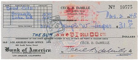 Lot #1148 Cecil B. deMille Checks - Image 1