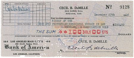 Lot #1148 Cecil B. deMille Checks - Image 2