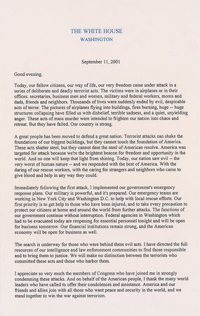 Lot #111 George W. Bush: Bush?s stirring 9/11 address to the country - Image 1