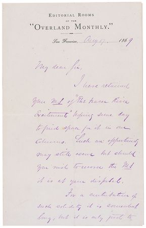 Lot #557 Bret Harte Handwritten Letter Signed - Image 1