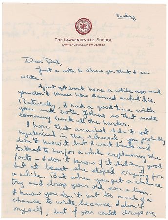 Lot #1007 Sean Flynn: Rare letter from son to father: ?I hope that Annabel didn?t get hysterical in the rehearsal? - Image 1