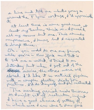 Lot #1007 Sean Flynn: Rare letter from son to father: ?I hope that Annabel didn?t get hysterical in the rehearsal? - Image 2