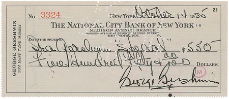 Lot #714 George and Ira Gershwin: George makes a sizable payment to his brother, which he gladly endorses - Image 1