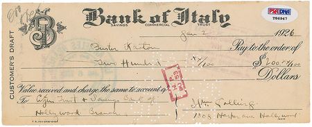 Lot #1365 Buster Keaton Check - Image 2