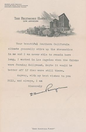 Lot #588 Damon Runyon: ?I generally catch the pictures you are in? - Image 2