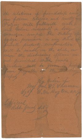 Lot #357 William T. Sherman: Official copy of Sherman’s Order #65 announcing “a further suspension of hostilities and a final agreement with Gen. Johnston which terminates the war” - Image 3