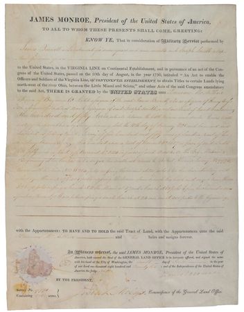 Lot #10 James Monroe Signed Document