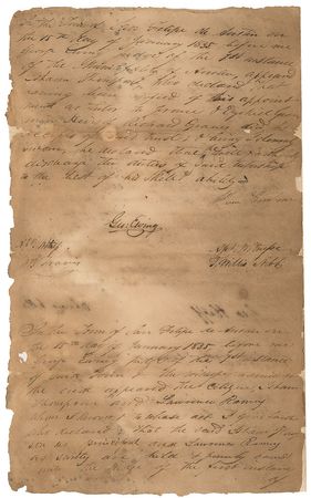 Lot #223 William Barret Travis: Incredibly scarce quadruple-signed legal document penned entirely in Travis?s hand - Image 2