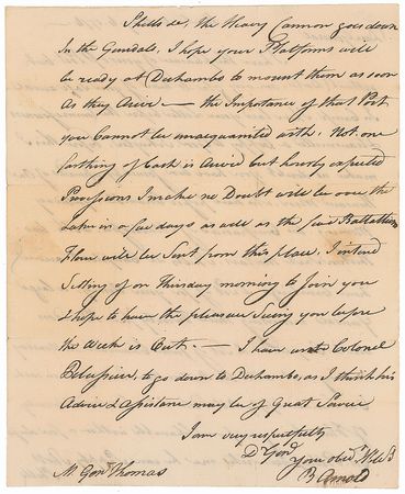 Lot #118 Benedict Arnold: Unaware of General Thomas?s hasty forced retreat from Quebec, Arnold sends troops and supplies to bolster his camp - Image 2