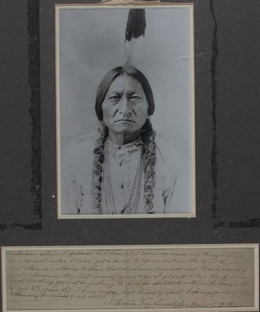 Lot #217 Sitting Bull: Exceptional ink signature of the legendary Lakota Sioux leader, while held as a prisoner of war at Fort Randall, with a 100 year old letter of provenance - Image 2