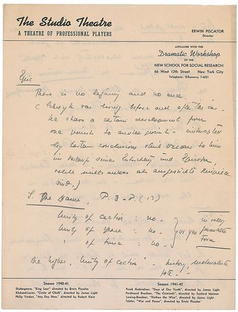 Lot #1269 Erwin Piscator Autograph Notes - Image 1